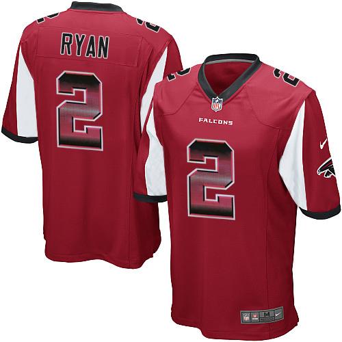 Nike Falcons #2 Matt Ryan Red Team Color Men's Stitched NFL Limited Strobe Jersey - Click Image to Close